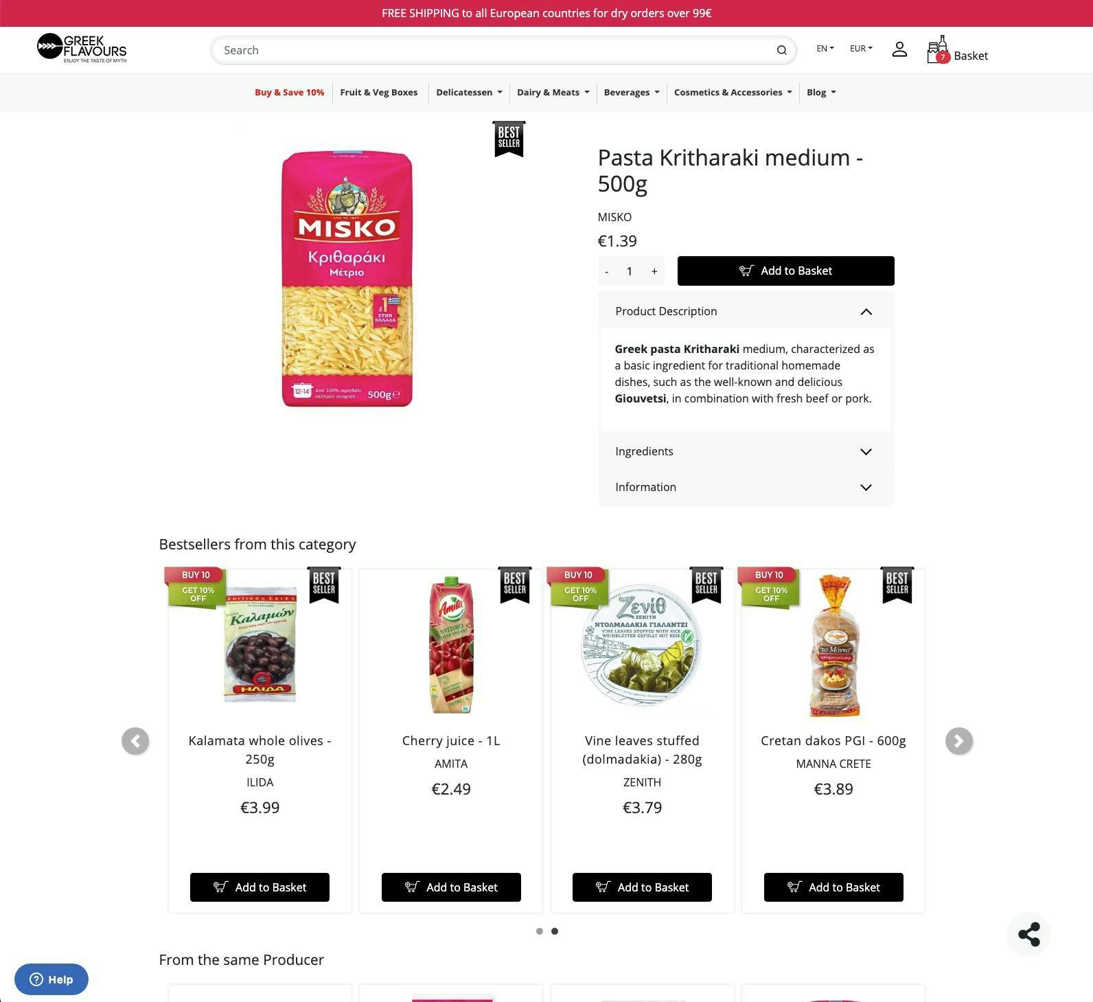 Greek Flavours Product page