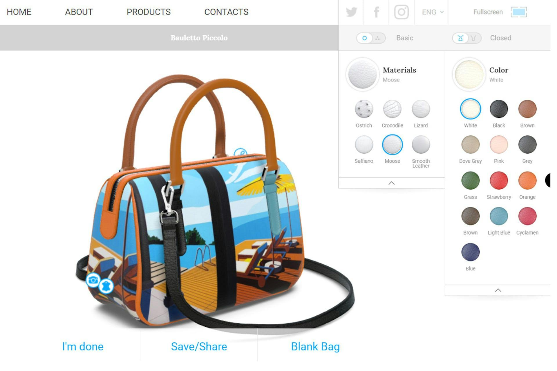Handbag product configurator