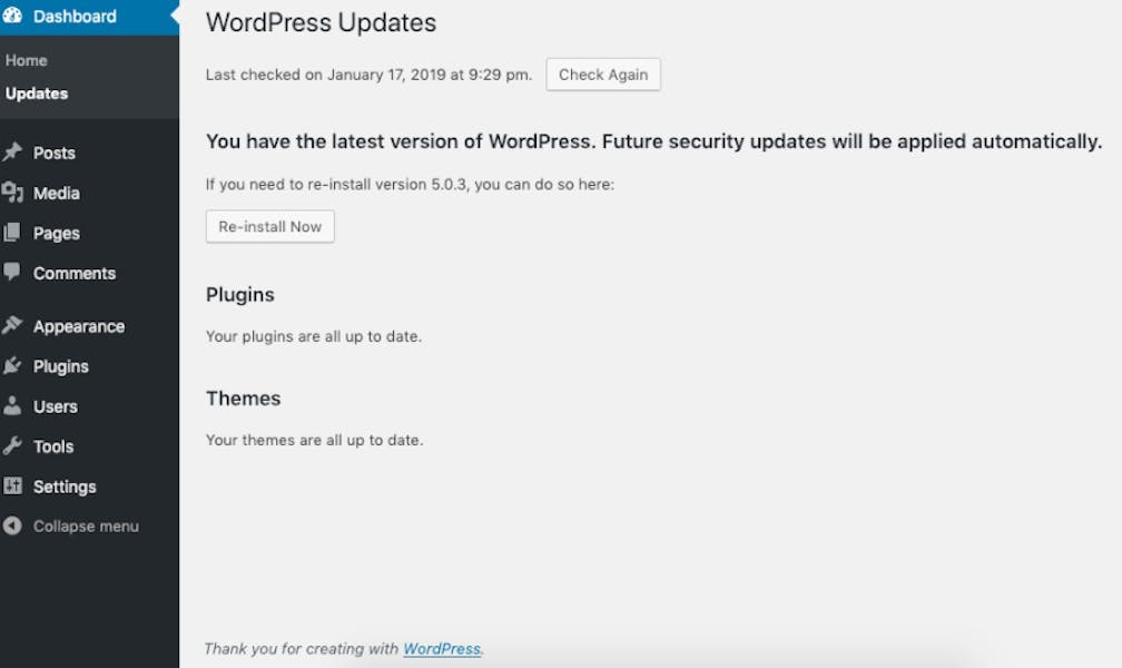 WordPress security and feature updates