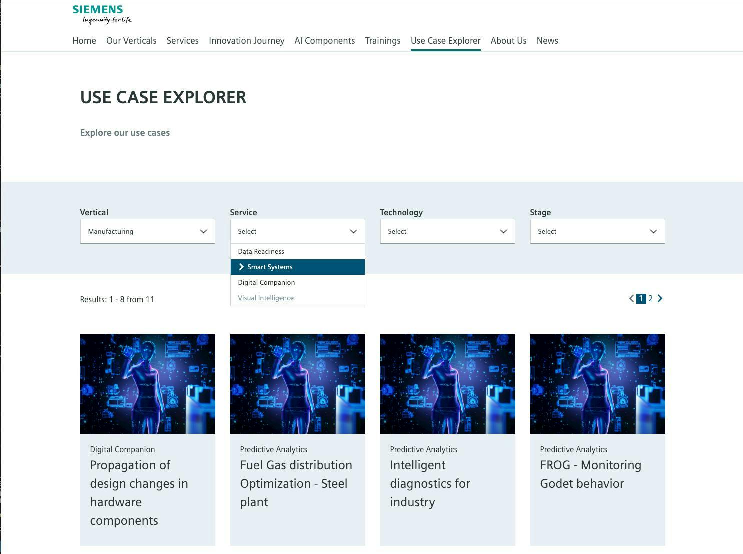 Siemens AI@CT Use Case Explorer Seite